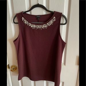 Ann Taylor Burgundy Decorative Top